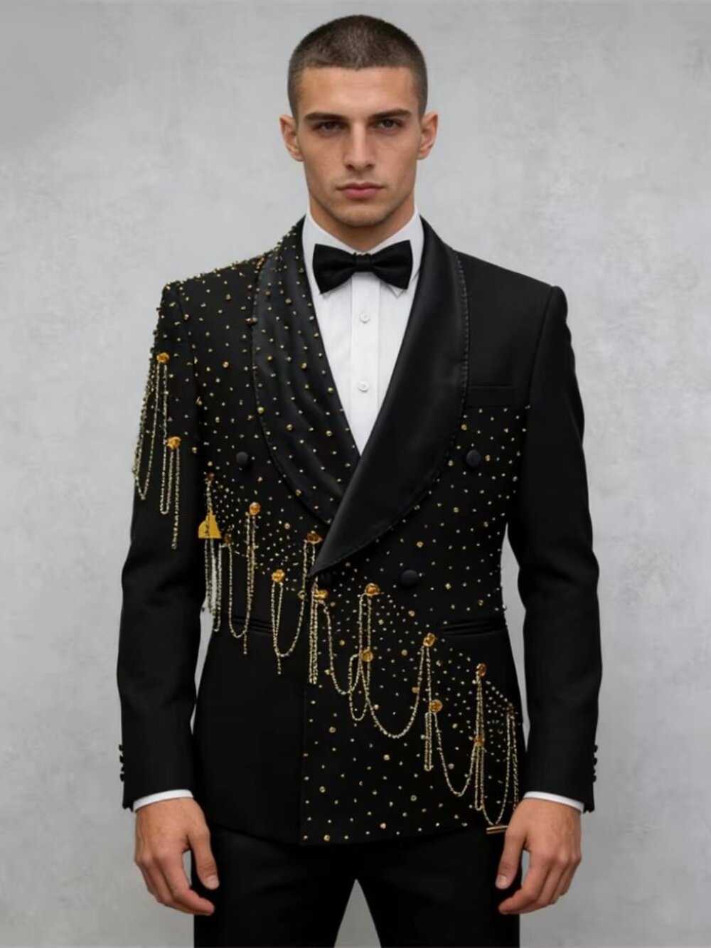 Julian Rhinestone Encrusted 2PC Slim Fit Suit with Chain Detail